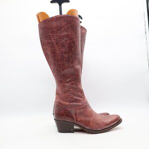 Sendra Boots Women’s Size 6 Burgundy Distressed Leather Knee High Zip Up Boots